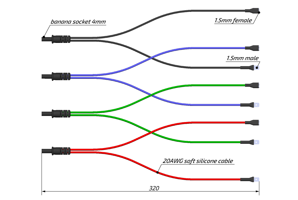 1.5mm Male/Female flat terminal to 4.0mm banana socket